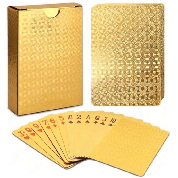 ♥️♣️♦️♠️ LET’S PLAY❗️ GOLD FOIL WATERPROOF PLAYING CARDS❗️♠️♦️♣️♥️ - Picture 2 of 9